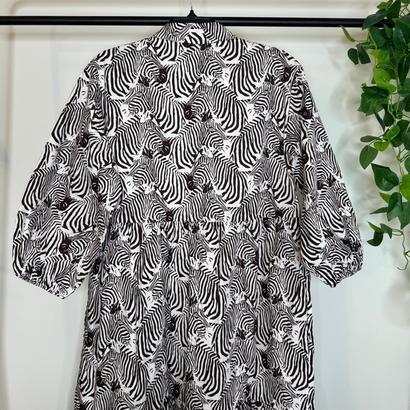 Maeve by Anthropologie Bettina Tiered Midi Shirt Dress Zebra Print Motif Medium - Picture 6 of 12